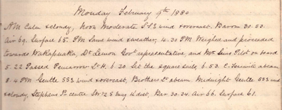 09 February 1880 journal entry